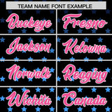 Custom Black Pink-White Raglan Sleeve Personalized Star Print Authentic Baseball Jersey