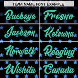 Custom Black Bright Green-White Raglan Sleeve Personalized Star Print Authentic Baseball Jersey