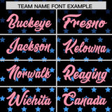 Custom Black Light Pink-White Raglan Sleeve Personalized Star Print Authentic Baseball Jersey