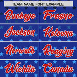 Custom Royal Red-White Raglan Sleeve Personalized Star Print Authentic Baseball Jersey