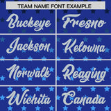 Custom Royal Silver-White Raglan Sleeve Personalized Star Print Authentic Baseball Jersey