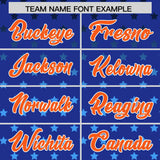 Custom Royal Orange-White Raglan Sleeve Personalized Star Print Authentic Baseball Jersey