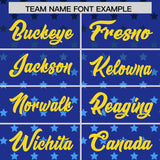 Custom Royal Gold-White Raglan Sleeve Personalized Star Print Authentic Baseball Jersey