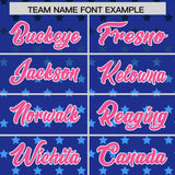 Custom Royal Pink-White Raglan Sleeve Personalized Star Print Authentic Baseball Jersey