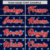 Custom Navy Red-White Raglan Sleeve Personalized Star Print Authentic Baseball Jersey