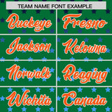 Custom Kelly Green Orange-White Raglan Sleeve Personalized Star Print Authentic Baseball Jersey