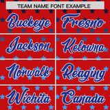 Custom Red Royal-White Raglan Sleeve Personalized Star Print Authentic Baseball Jersey