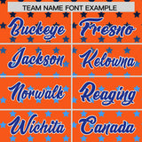 Custom Orange Royal-White Raglan Sleeve Personalized Star Print Authentic Baseball Jersey