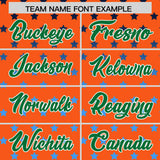 Custom Orange Kelly Green-White Raglan Sleeve Personalized Star Print Authentic Baseball Jersey