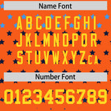 Custom Orange Gold-White Raglan Sleeve Personalized Star Print Authentic Baseball Jersey