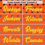 Custom Orange Gold-White Raglan Sleeve Personalized Star Print Authentic Baseball Jersey