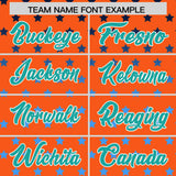 Custom Orange Aqua-White Raglan Sleeve Personalized Star Print Authentic Baseball Jersey
