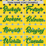 Custom Gold Kelly Green-White Raglan Sleeve Personalized Star Print Authentic Baseball Jersey