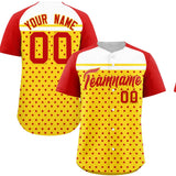 Custom Gold Red-White Raglan Sleeve Personalized Star Print Authentic Baseball Jersey