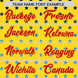 Custom Gold Red-White Raglan Sleeve Personalized Star Print Authentic Baseball Jersey