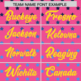 Custom Pink Gold-White Raglan Sleeve Personalized Star Print Authentic Baseball Jersey