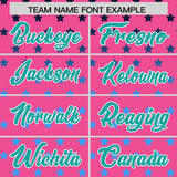 Custom Pink Aqua-White Raglan Sleeve Personalized Star Print Authentic Baseball Jersey