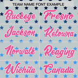 Custom Silver Pink-White Raglan Sleeve Personalized Star Print Authentic Baseball Jersey