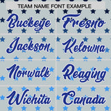 Custom Silver Royal-White Raglan Sleeve Personalized Star Print Authentic Baseball Jersey