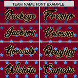 Custom Crimson Khaki-White Raglan Sleeve Personalized Star Print Authentic Baseball Jersey