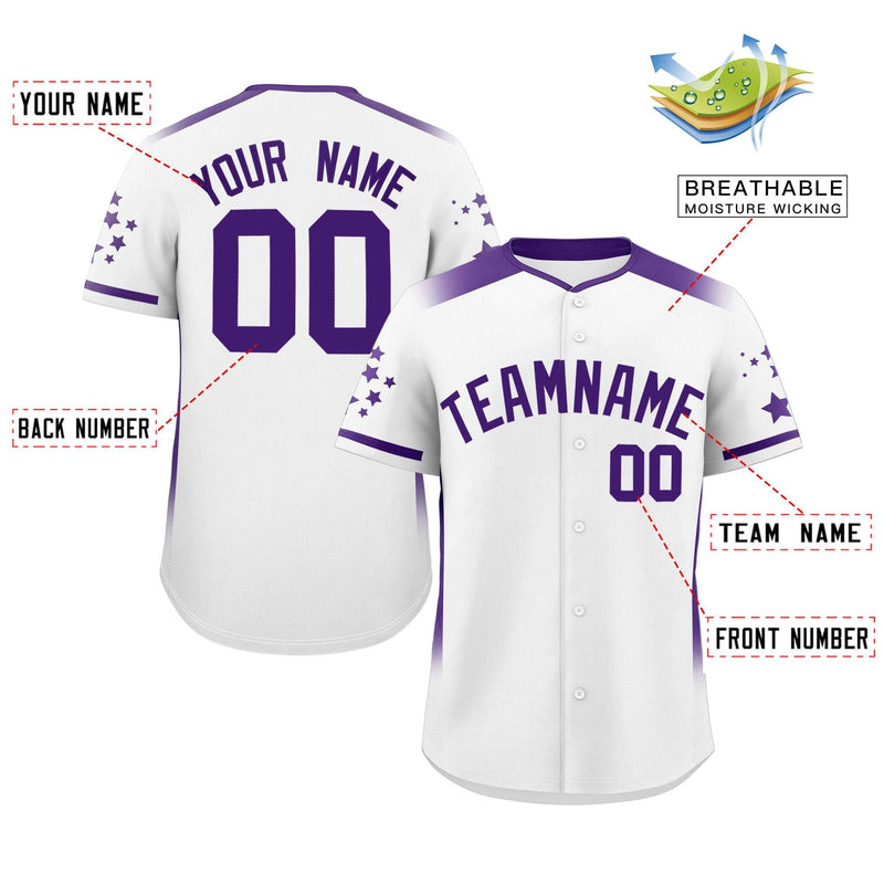 Custom Gradient Side Personalized Classic Style Star Pattern Authentic Baseball Jersey