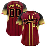 Custom Crimson Black Stripe Fashion Sleeves Gradient Authentic Baseball Jersey