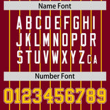 Custom Crimson Gold Stripe Fashion Sleeves Gradient Authentic Baseball Jersey