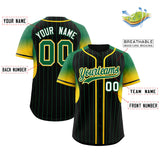 Custom Black Kelly Green Stripe Fashion Sleeves Gradient Authentic Baseball Jersey