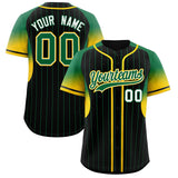 Custom Black Kelly Green Stripe Fashion Sleeves Gradient Authentic Baseball Jersey