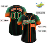 Custom Black Kelly Green Stripe Fashion Sleeves Gradient Authentic Baseball Jersey