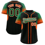 Custom Black Kelly Green Stripe Fashion Sleeves Gradient Authentic Baseball Jersey