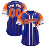 Custom Royal Orange Stripe Fashion Sleeves Gradient Authentic Baseball Jersey