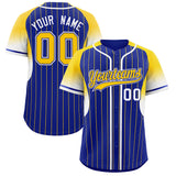Custom Royal Gold Stripe Fashion Sleeves Gradient Authentic Baseball Jersey