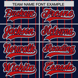 Custom Navy Red Stripe Fashion Sleeves Gradient Authentic Baseball Jersey