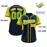 Custom Navy Neon Green Stripe Fashion Sleeves Gradient Authentic Baseball Jersey