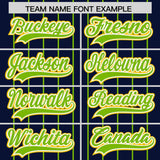 Custom Navy Neon Green Stripe Fashion Sleeves Gradient Authentic Baseball Jersey