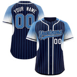 Custom Navy Light Blue Stripe Fashion Sleeves Gradient Authentic Baseball Jersey