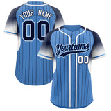 Custom Light Blue Navy Stripe Fashion Sleeves Gradient Authentic Baseball Jersey