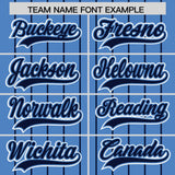 Custom Light Blue Navy Stripe Fashion Sleeves Gradient Authentic Baseball Jersey