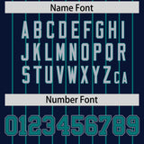 Custom Navy Aqua Stripe Fashion Sleeves Gradient Authentic Baseball Jersey