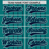 Custom Aqua Navy Stripe Fashion Sleeves Gradient Authentic Baseball Jersey