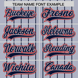 Custom Silver Navy Stripe Fashion Sleeves Gradient Authentic Baseball Jersey