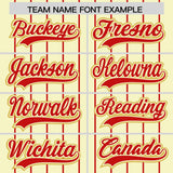 Custom Cream Red Stripe Fashion Sleeves Gradient Authentic Baseball Jersey