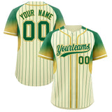 Custom Cream Kelly Green Stripe Fashion Sleeves Gradient Authentic Baseball Jersey