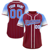 Custom Crimson Powder Blue Stripe Fashion Sleeves Gradient Authentic Baseball Jersey
