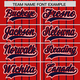 Custom Red Navy Stripe Fashion Sleeves Gradient Authentic Baseball Jersey