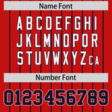 Custom Red Navy Stripe Fashion Sleeves Gradient Authentic Baseball Jersey