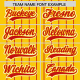 Custom Gold Red Stripe Fashion Sleeves Gradient Authentic Baseball Jersey