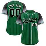 Custom Kelly Green Black Stripe Fashion Sleeves Gradient Authentic Baseball Jersey