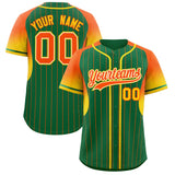 Custom Kelly Green Orange Stripe Fashion Sleeves Gradient Authentic Baseball Jersey